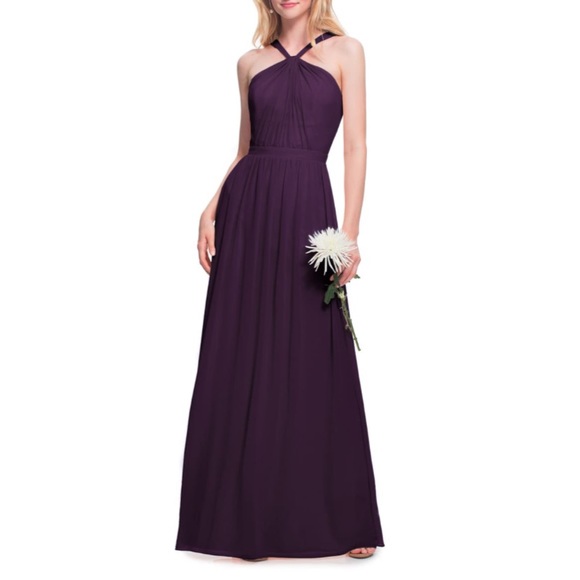 #Levkoff Halter Neck Chiffon Gown - Slate - Picture 4 of 5